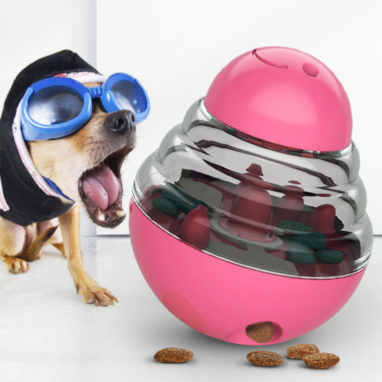 Dog Bites Toy Tumbler Feeder Small Pink Dog