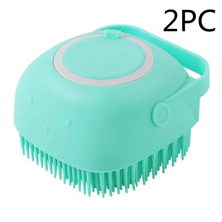 Silicone Dog Bath Massage Gloves Brush Pet Cat Bathroom Cleaning Tool Comb Brush For Dog Can Pour Shampoo Dog Grooming Supplies Small Pink Dog