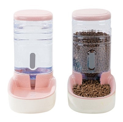 Pet dog automatic feeder microphone dog automatic drinking fountain Small Pink Dog