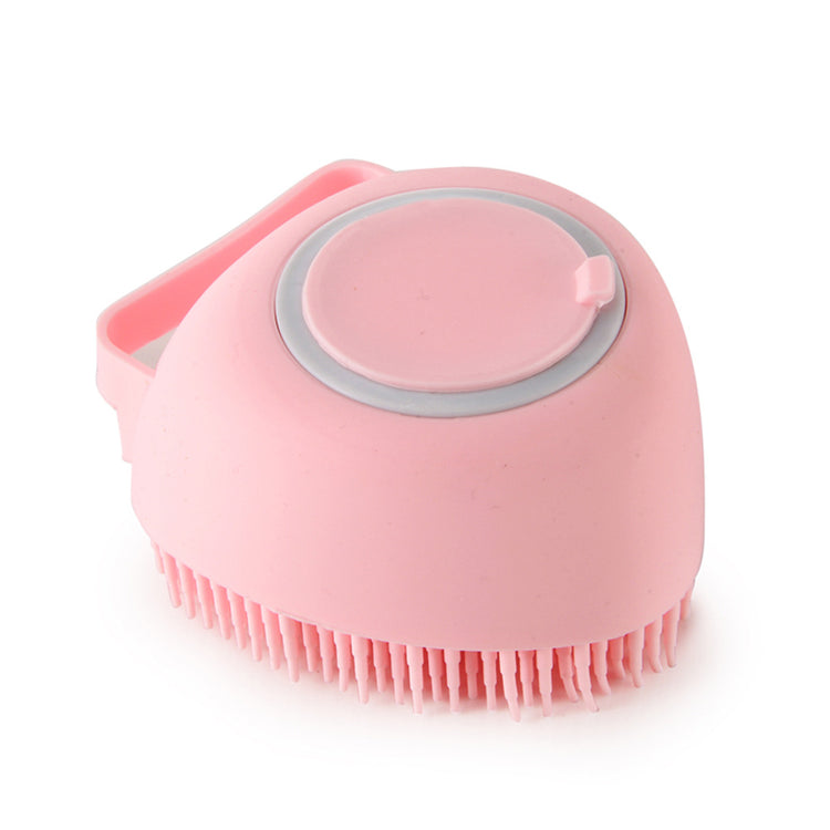 Silicone Dog Bath Massage Gloves Brush Pet Cat Bathroom Cleaning Tool Comb Brush For Dog Can Pour Shampoo Dog Grooming Supplies Small Pink Dog